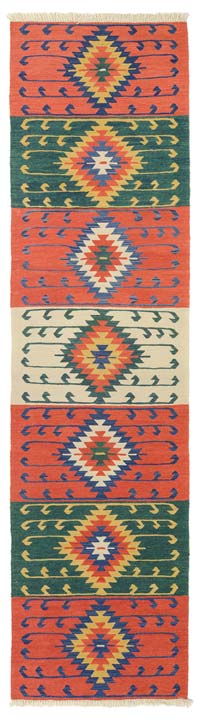 Çok Renkli Yeni Kök Boya Kilim Yolluk - 84 cm x 326 cm