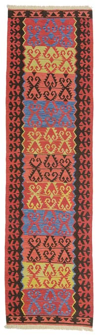 Red New Turkish Kilim Runner Rug - 3' 1" x 11'  (37" x 132")