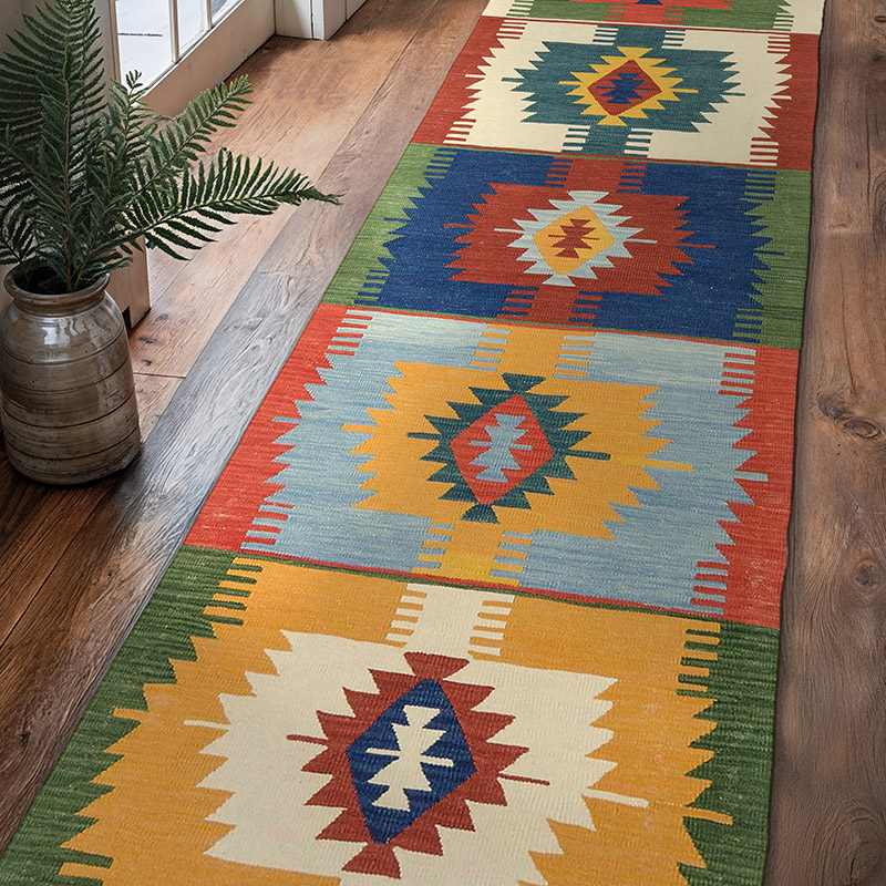 Multicolor New Turkish Kilim Runner - K0010799