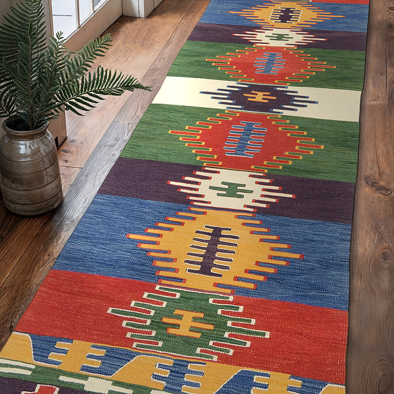 Multicolor New Turkish Kilim Runner Rug - K0010801