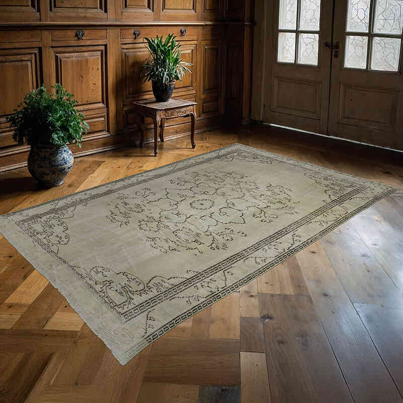 Bej Vintage Boyalı Halı - 168 cm x 261 cm - K0011613
