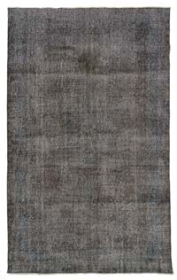 Gri Boyalı El Dokuma Vintage Halı - 192 cm x 313 cm