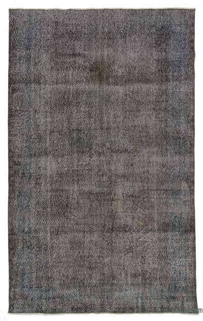 Gri Boyalı El Dokuma Vintage Halı - 192 cm x 313 cm