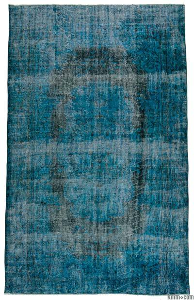 Blue Over-dyed Turkish Vintage Rug - 6'  x 9' 7" (72 in. x 115 in.)