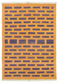 Purple, Yellow New Handwoven Turkish Kilim Rug - 4' 7" x 6' 6" (55" x 78")