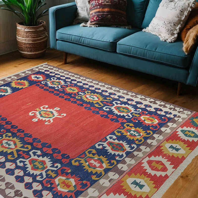 Multicolor Nueva Alfombra Turca Kilim - 157 cm x 205 cm - K0012176