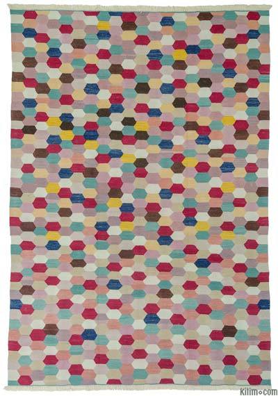 Çok Renkli Yeni Kök Boya El Dokuma Kilim