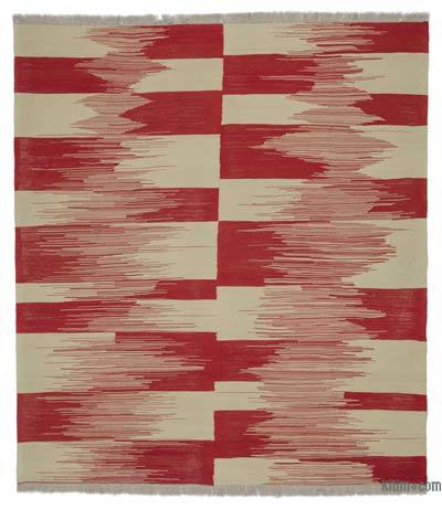 Red, Beige Neo Caspian Kilim Rug