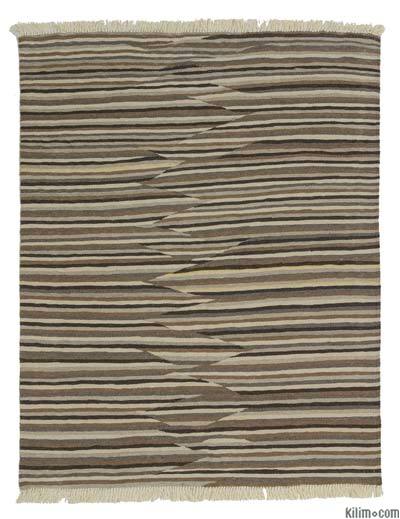 Brown New Handwoven Turkish Kilim Rug - 4' 8" x 5' 11" (56 in. x 71 in.)