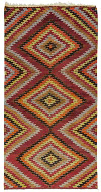 Vintage Manisa Kilim Rug - 5' 8" x 11' 5" (68" x 137")
