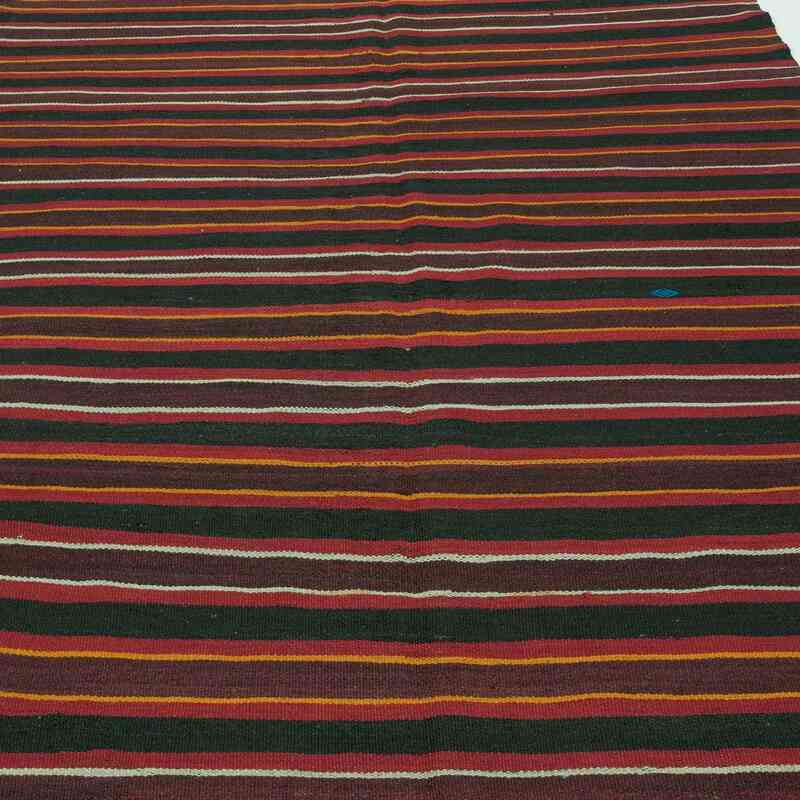 Negro, Rojo Alfombra Vintage Kilim Turca - 185 cm x 330 cm - K0013289
