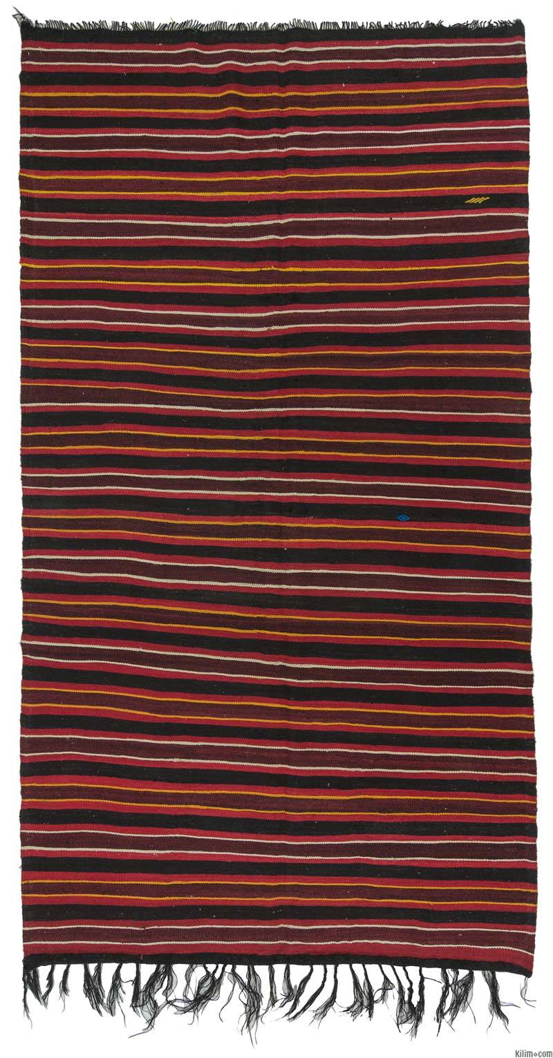 Negro, Rojo Alfombra Vintage Kilim Turca - 185 cm x 330 cm - K0013289