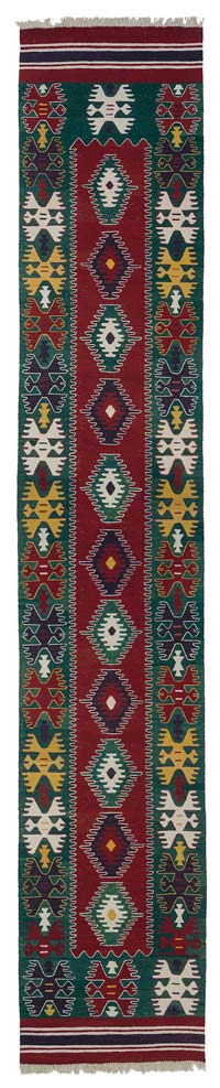 Kırmızı, Yeşil Yeni Kök Boya Kilim Yolluk