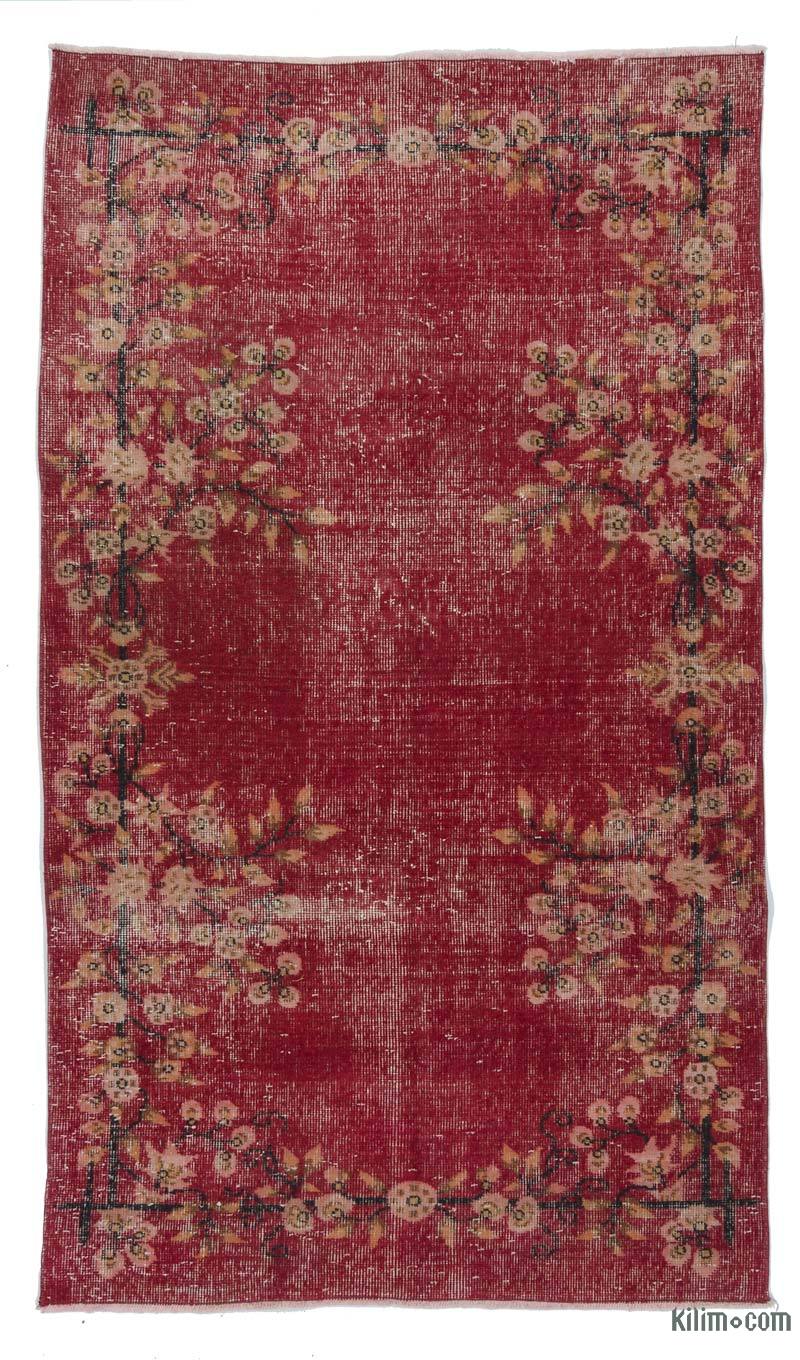 Red Vintage Turkish Hand-Knotted Rug - 3' 10" x 6' 8" (46 in. x 80 in.) - K0014279