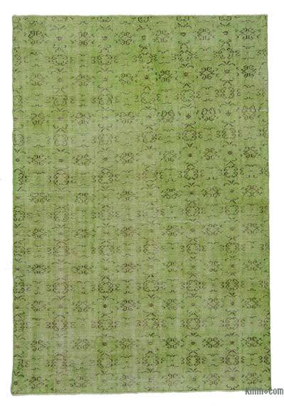 Yeşil Boyalı El Dokuma Vintage Halı - 171 cm x 262 cm
