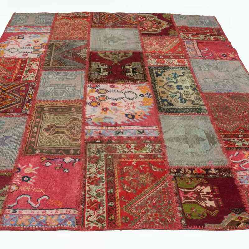 Multicolor Patchwork Hand-Knotted Turkish Rug - 5' 10" x 7' 10" (70 in. x 94 in.) - K0015242