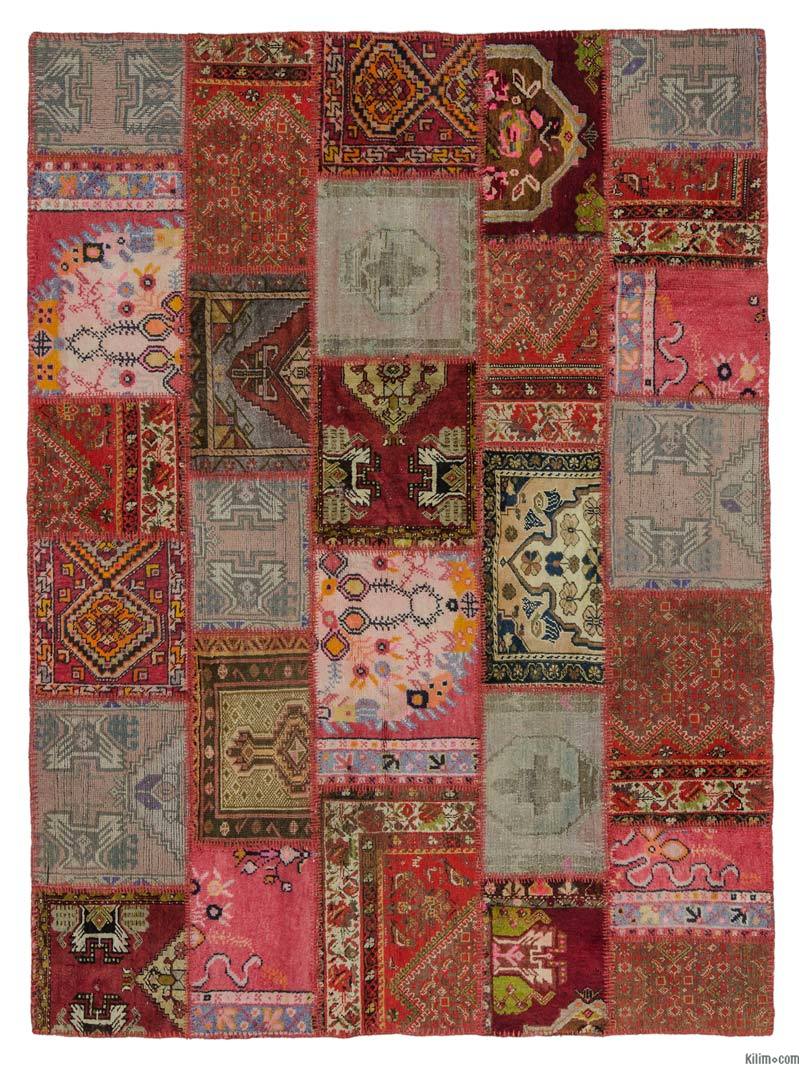 Multicolor Patchwork Hand-Knotted Turkish Rug - 5' 10" x 7' 10" (70 in. x 94 in.) - K0015242