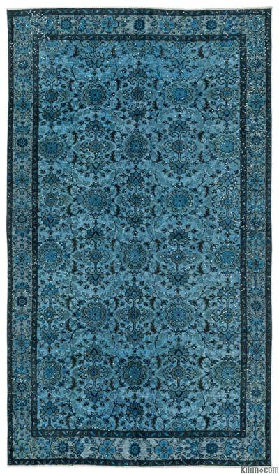 Hand Carved Over-Dyed Turkish Vintage Rug - 5' 6" x 9' 7" (66 in. x 115 in.)