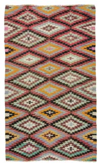 Multicolor Vintage Afyon Kilim Rug - 5' 4" x 8' 11" (64" x 107")