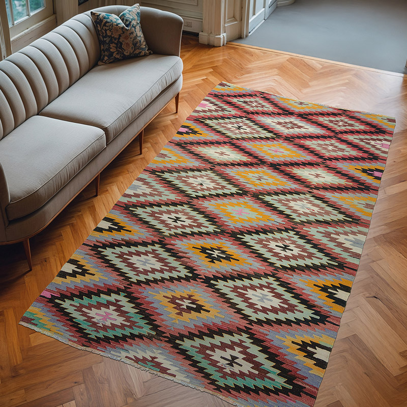 Çok Renkli Afyon Kilimi - 162 cm x 273 cm - K0016006