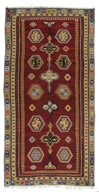 Red Vintage Sarkisla Kilim Rug - 6'  x 11' 8" (72" x 140")