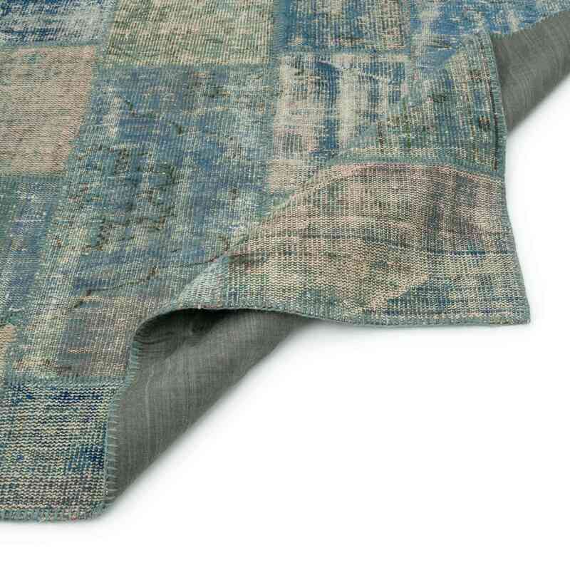 Mavi Boyalı Patchwork Halı - 203 cm x 299 cm - K0016059