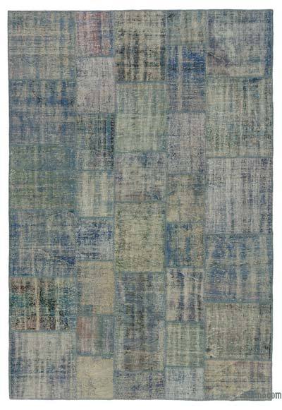 Mavi Boyalı Patchwork Halı - 203 cm x 299 cm