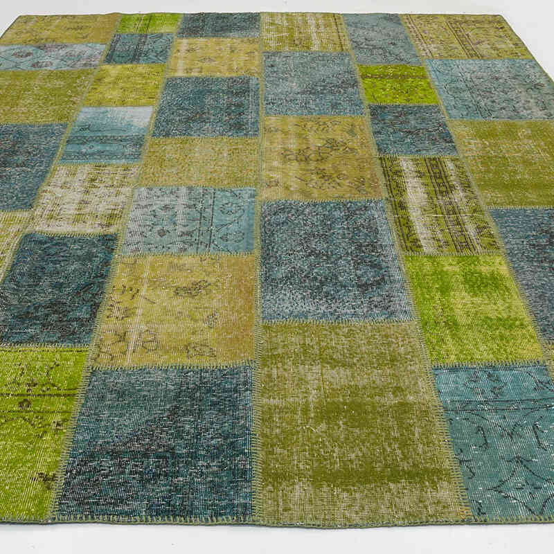 Amarillo, Gris Alfombra De Retazos Turca Sobre-teñida - 244 cm x 300 cm - K0016076