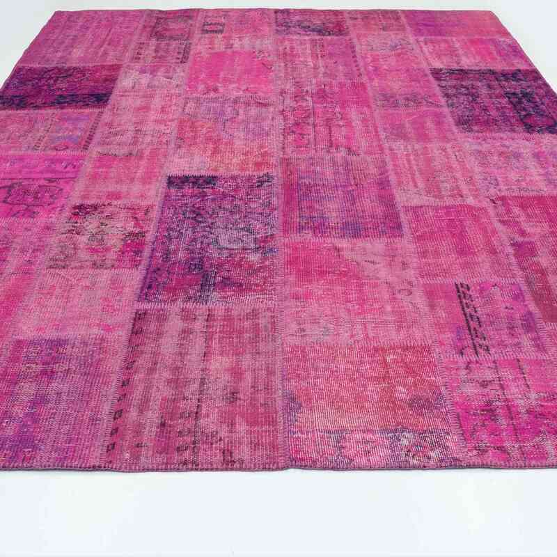 Rosado, Púrpura Alfombra De Retazos Turca Sobre-teñida - 244 cm x 310 cm - K0016090