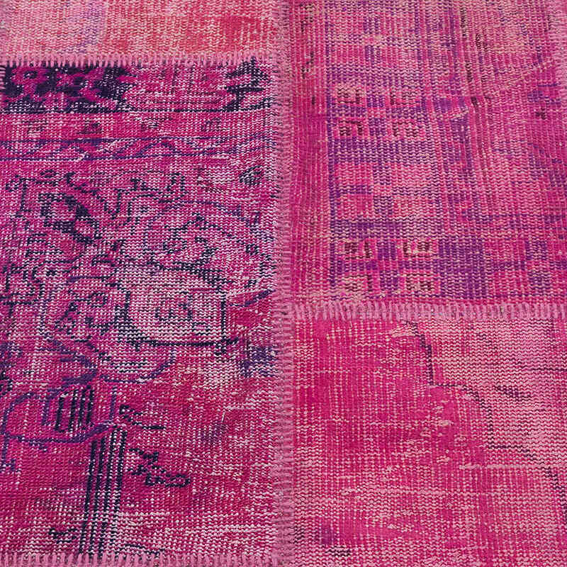 Pembe, Mor Boyalı Patchwork Halı - 244 cm x 310 cm - K0016090