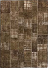 Brown Patchwork Hand-Knotted Turkish Rug - 8'  x 11' 3" (96" x 135")