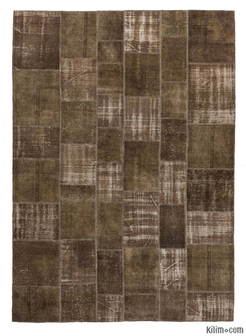 Kahverengi Boyalı Patchwork Halı - 245 cm x 342 cm - K0016097