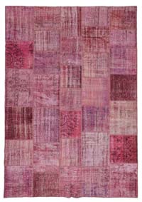 Pembe Boyalı Patchwork Halı - 248 cm x 352 cm