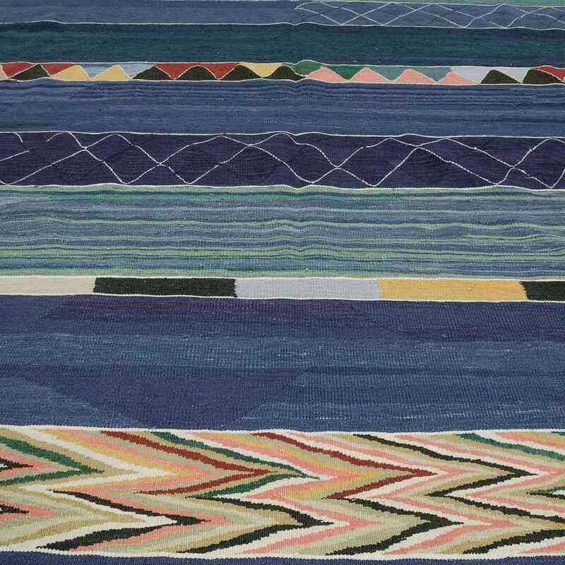 Azul Oscuro Nueva Alfombra Turca Kilim - K0016289