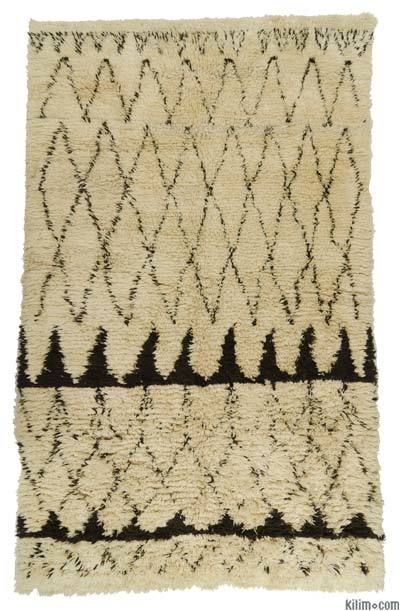 Bej Yeni Fas Stili El Dokuma Tulu - 205 cm x 335 cm