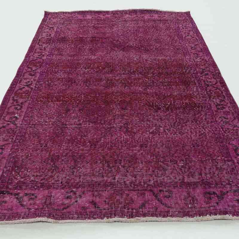 Fuşya Vintage Boyalı Halı - 116 cm x 210 cm - K0017367