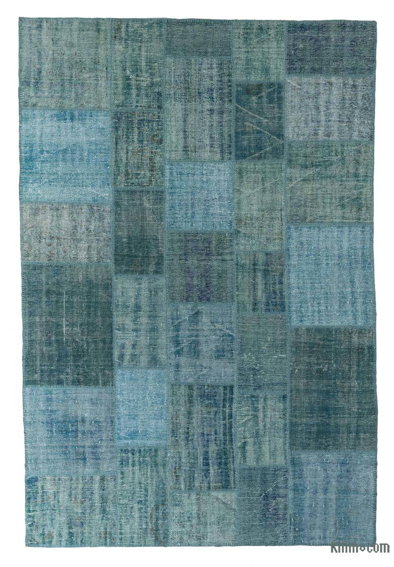 K0018674 Turquoise Over-dyed Turkish Patchwork Rug - 6'7