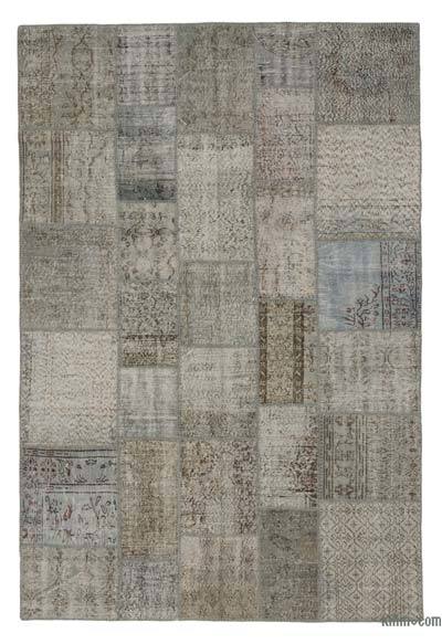 Gri Boyalı Patchwork Halı - 203 cm x 302 cm