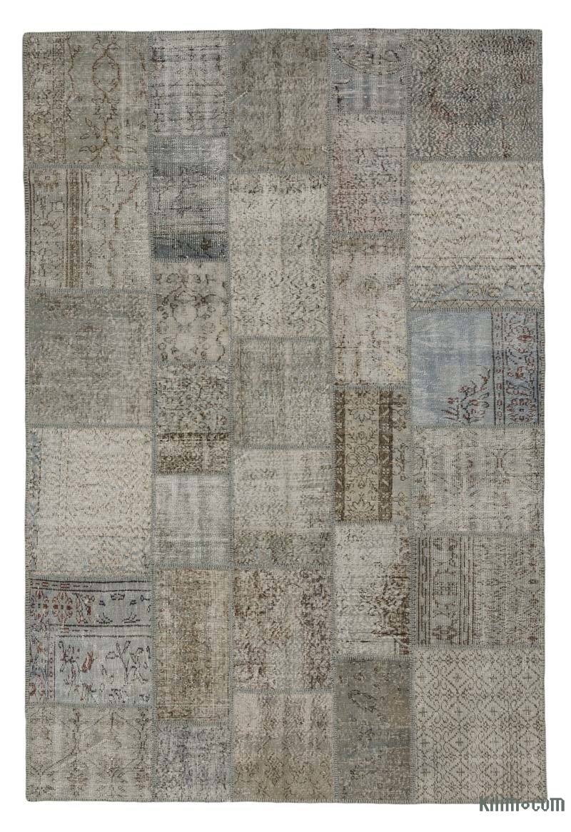 Gri Boyalı Patchwork Halı - 203 cm x 302 cm - K0018681