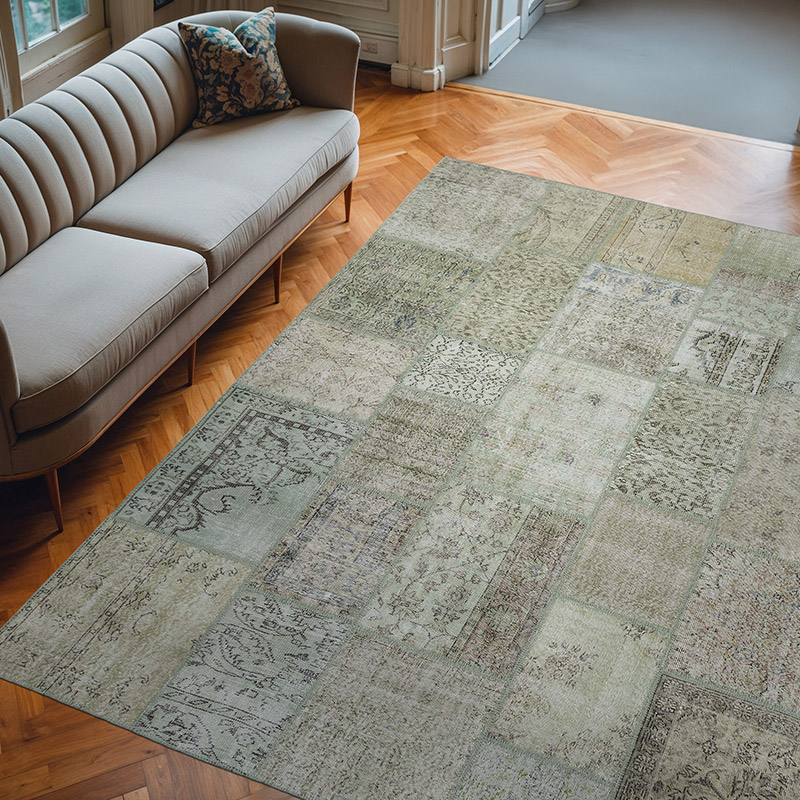 Alfombra De Retazos Turca Sobre-teñida - 252 cm x 310 cm - K0018698