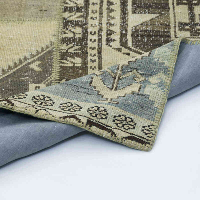 Beige Alfombra De Retazos Turca Sobre-teñida - 242 cm x 303 cm - K0018703