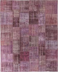 Purple Patchwork Hand-Knotted Turkish Rug - 8' 2" x 10'  (98" x 120")