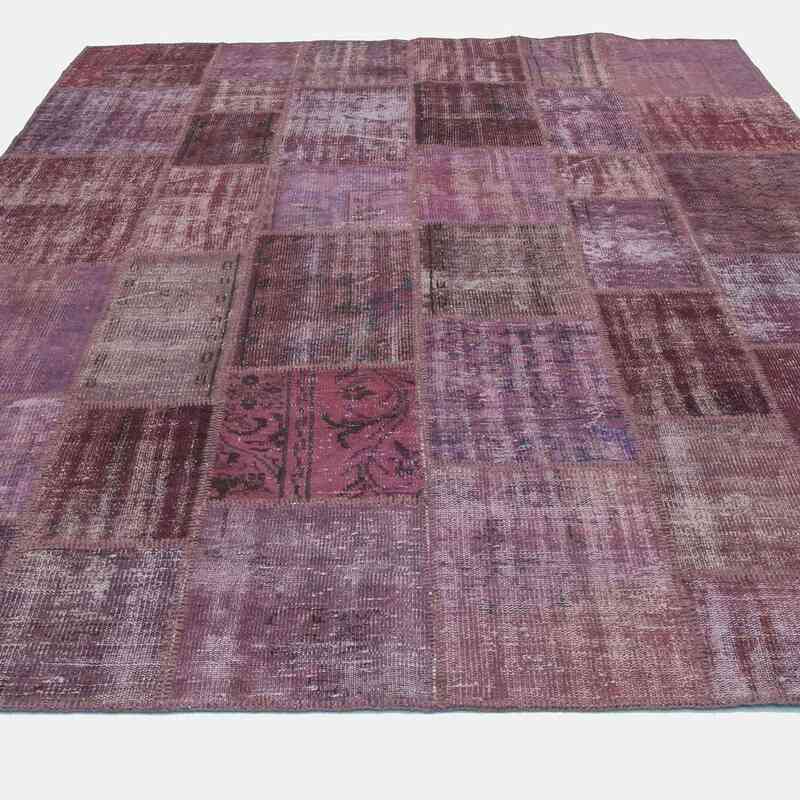 Púrpura Alfombra De Retazos Turca Sobre-teñida - 248 cm x 306 cm - K0018708