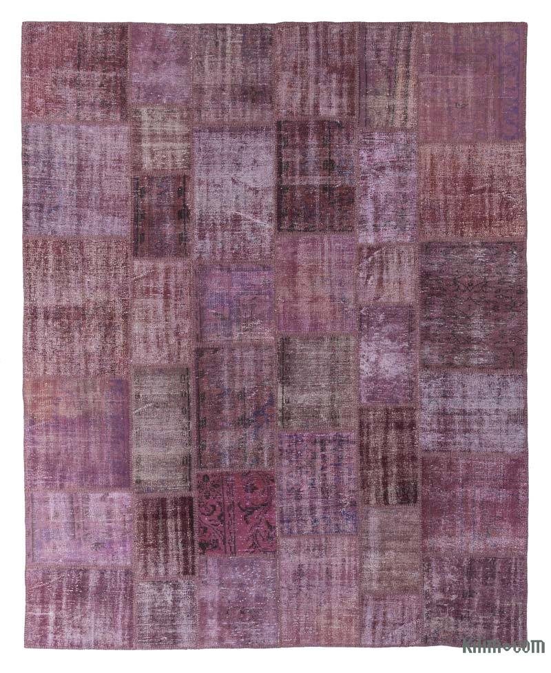 Púrpura Alfombra De Retazos Turca Sobre-teñida - 248 cm x 306 cm - K0018708