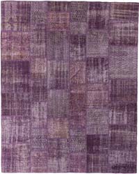 Purple Patchwork Hand-Knotted Turkish Rug - 8'  x 10' 1" (96" x 121")