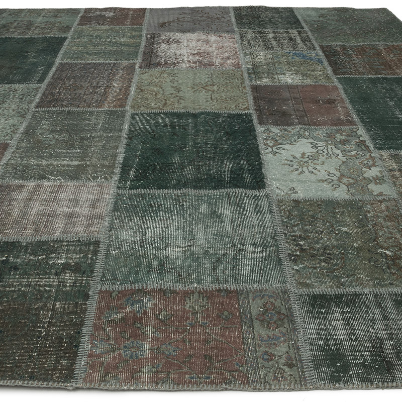 Gris Alfombra De Retazos Turca Sobre-teñida - 248 cm x 305 cm - K0018716