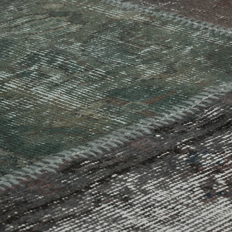 Gris Alfombra De Retazos Turca Sobre-teñida - 248 cm x 305 cm - K0018716