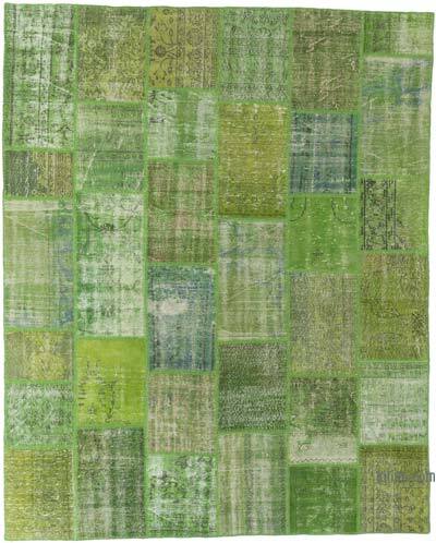 Yeşil Boyalı Patchwork Halı - 242 cm x 300 cm