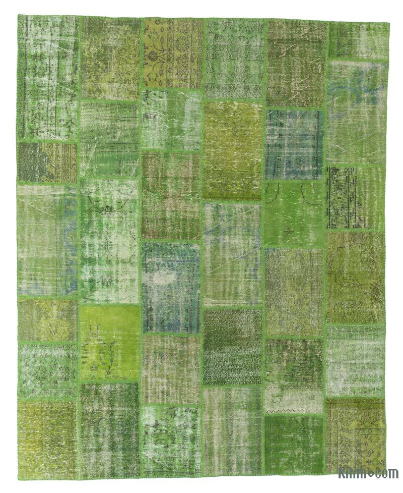 Yeşil Boyalı Patchwork Halı - 242 cm x 300 cm - K0018718
