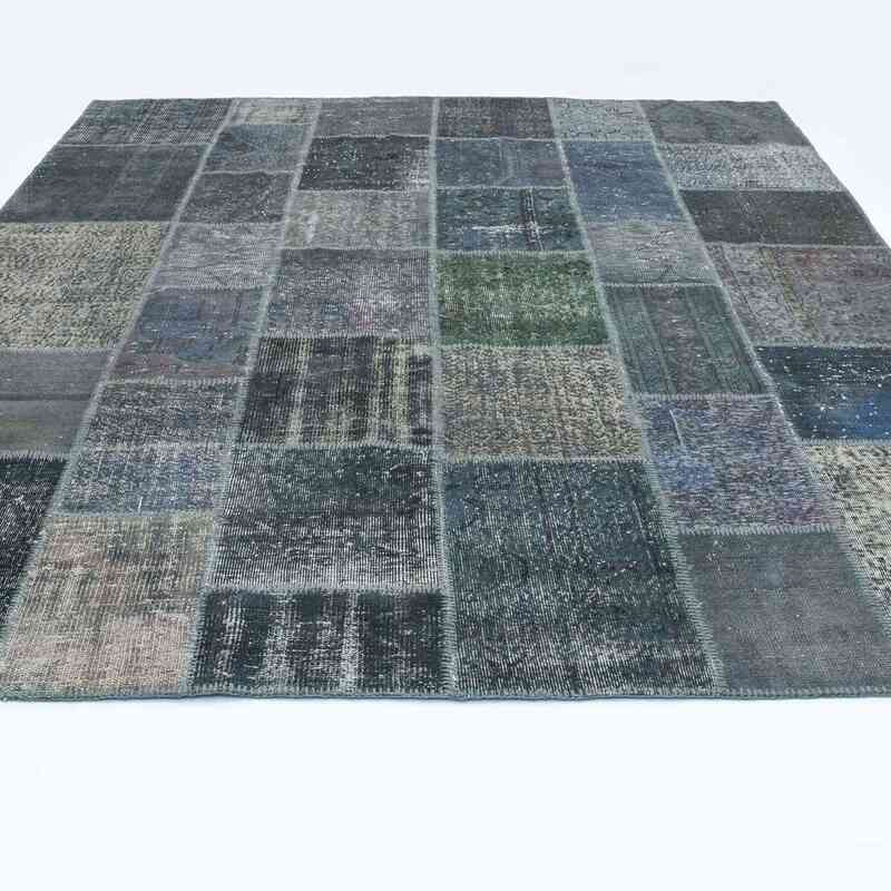 Grey Patchwork Hand-Knotted Turkish Rug - 8'  x 9' 10" (96 in. x 118 in.) - K0018721